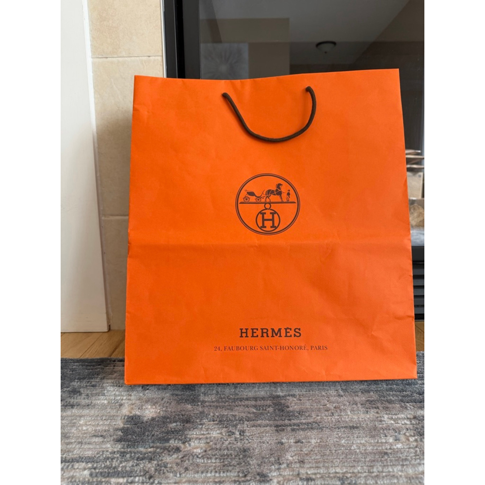 Unisex Hermès Orange & Black Logo Shopping Bag One Size